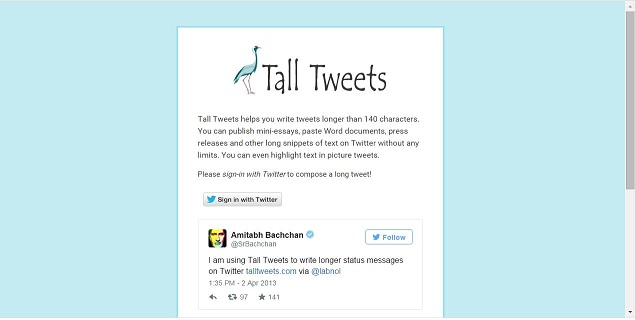 Write long tweets Tall tweets