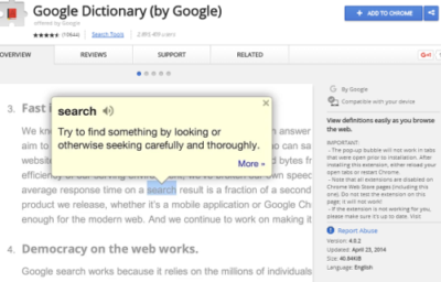 Google dictionary best chrome extension