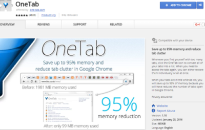 OneTab best chrome extension