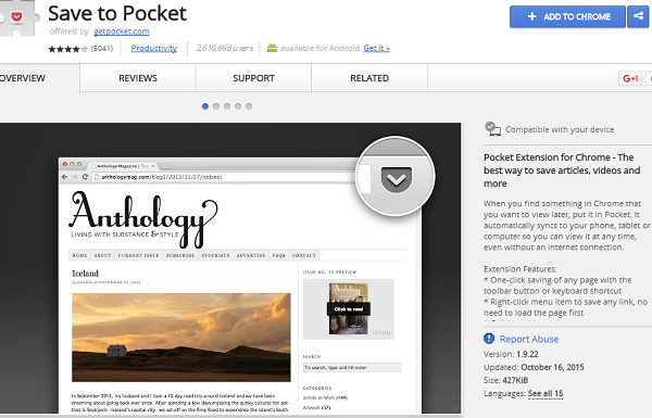 Pocket best chrome extension