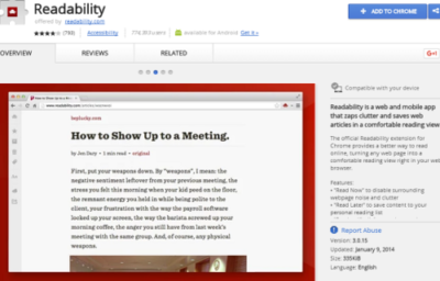 Readability best chrome extension