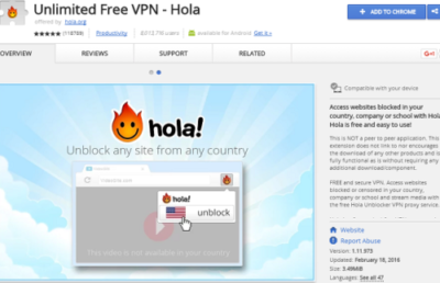 unlimited free vpn hola best chrome extension
