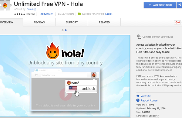 unlimited free vpn hola best chrome extension