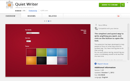 quiet writer notepad chrome extension