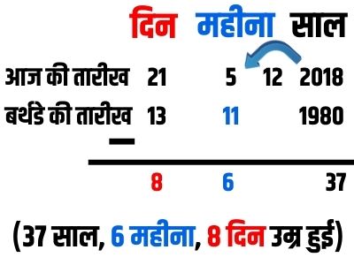 Calculate age in hindi